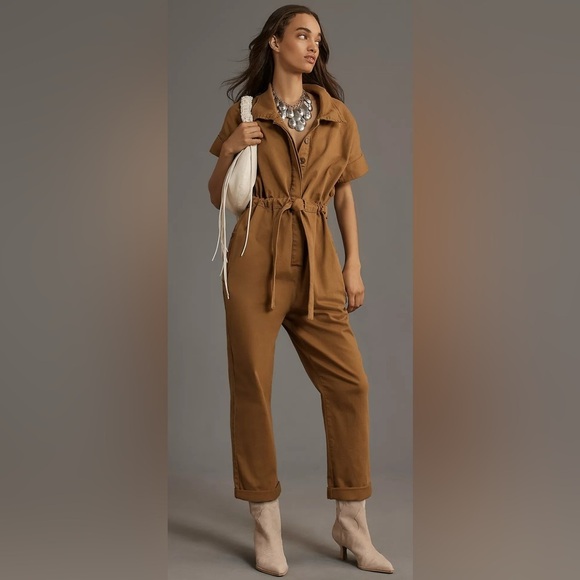Pilcro Pants - PILCRO Short-sleeve Wing Jumpsuit In Brown, Size M